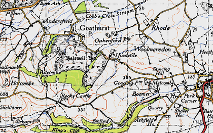 Old map of Huntstile in 1946
