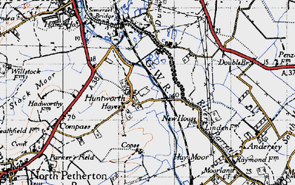 Old map of Huntworth in 1946