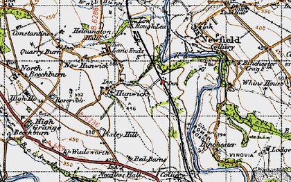 Old map of Hunwick in 1947