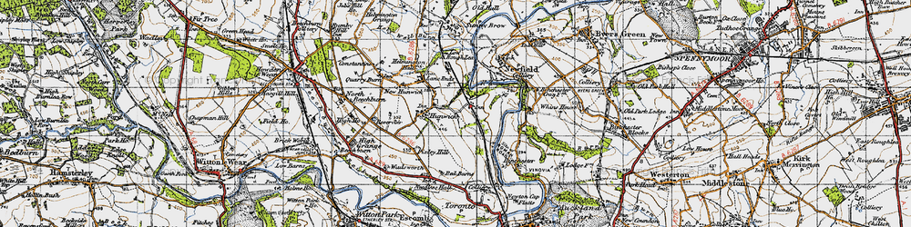 Old map of Binchester in 1947