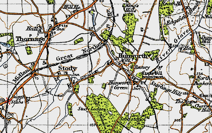 Old map of Hunworth in 1946