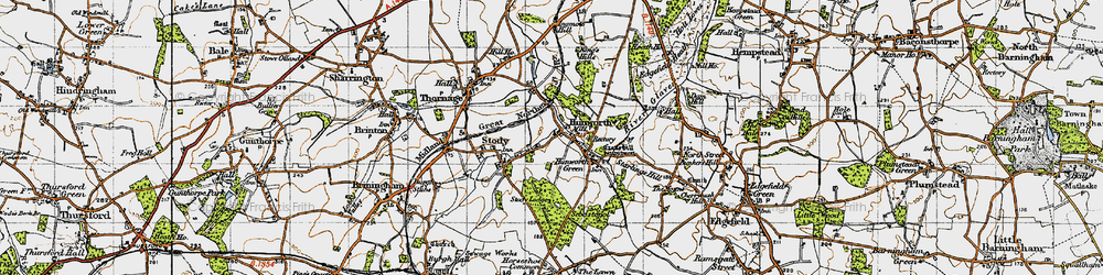 Old map of Hunworth in 1946