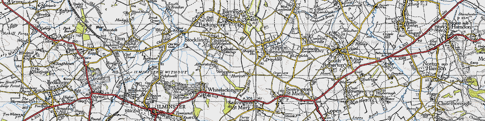 Old map of Hurcott in 1945