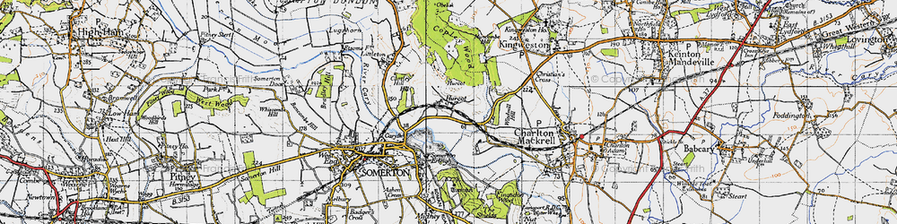 Old map of Hurcott in 1945