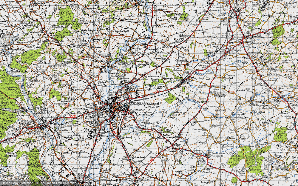 Old Map of Historic Map covering Bissell Wood in 1947