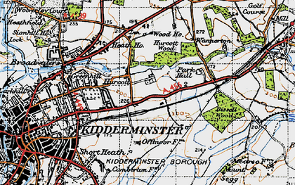 Old map of Hurcott in 1947
