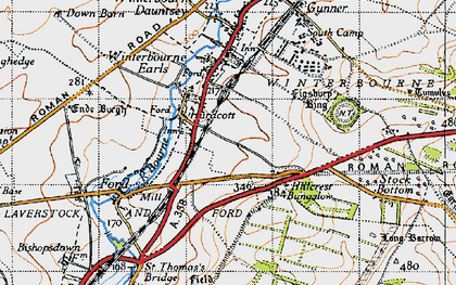 Old map of Hurdcott in 1940