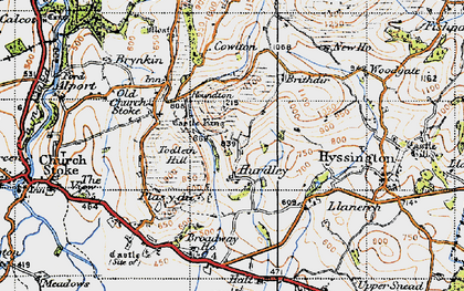 Old map of Hurdley in 1947
