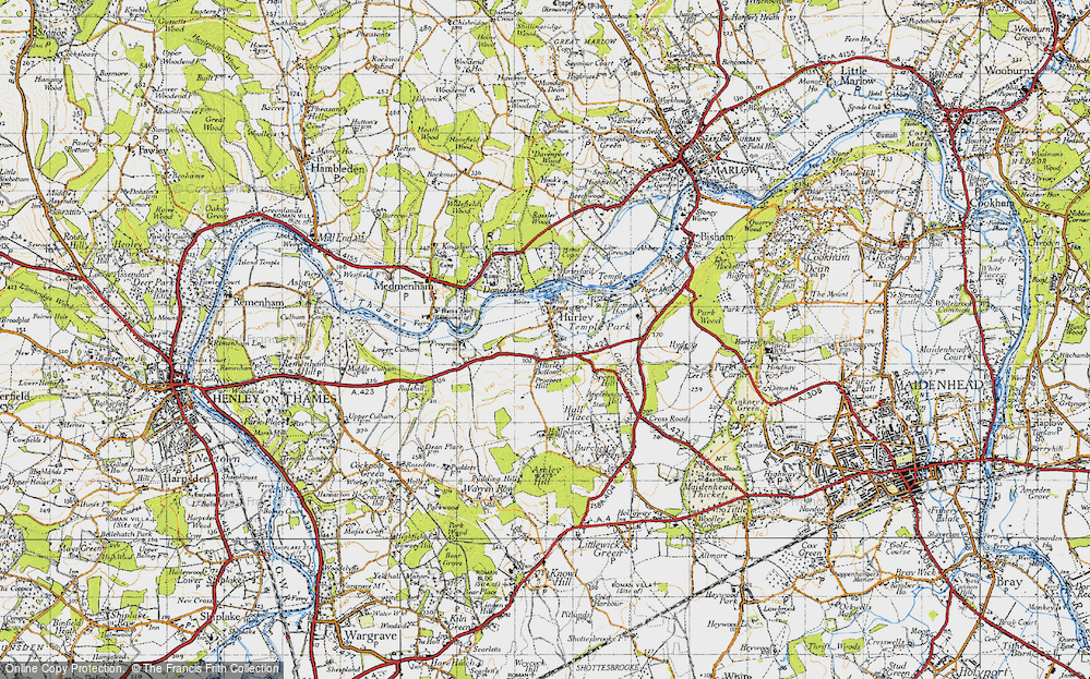 Old Map of Hurley Bottom, 1947 in 1947