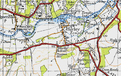 Old map of Hurley Bottom in 1947