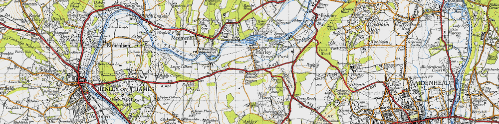 Old map of Hurley Bottom in 1947