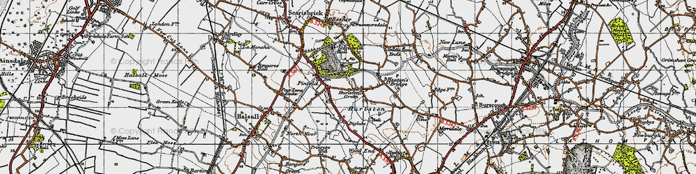 Old map of Hurlston Green in 1947