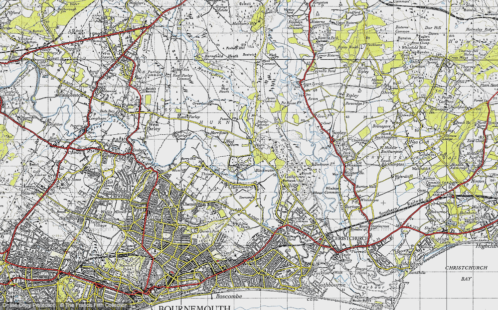 Old Map of Hurn, 1940 in 1940