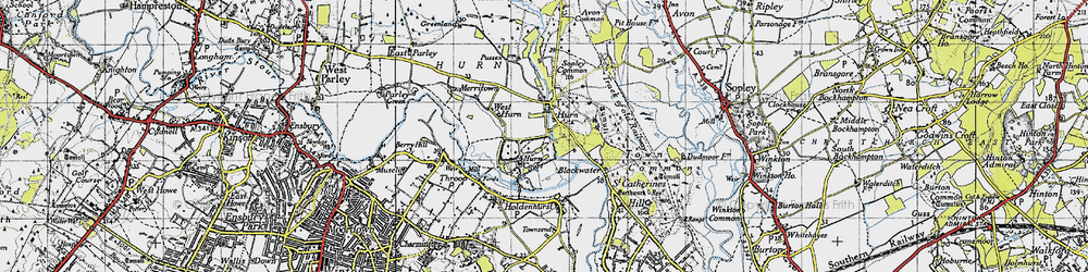 Old map of Hurn in 1940