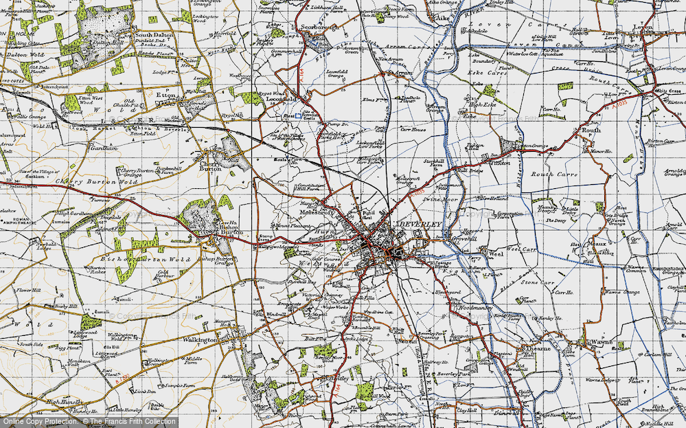 Old Map of Historic Map covering Burton Bushes in 1947