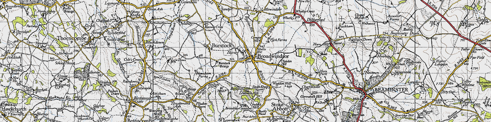 Old map of Burstock Down in 1945