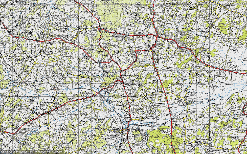 Old Map of Historic Map covering Swiftsden in 1940