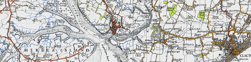 Old map of Brightlingsea Creek in 1945
