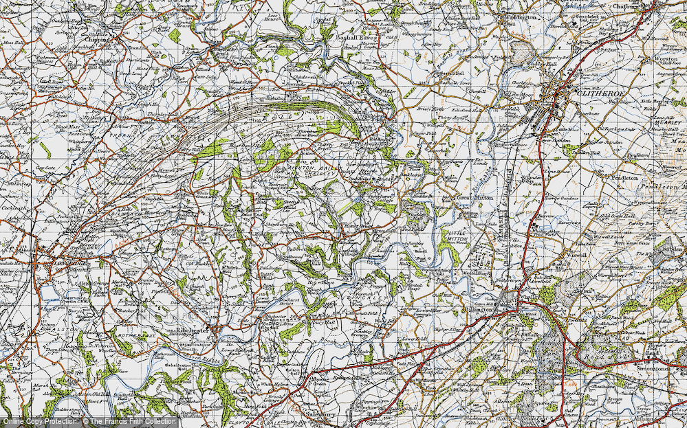 Old Map of Historic Map covering Lancashire in 1947
