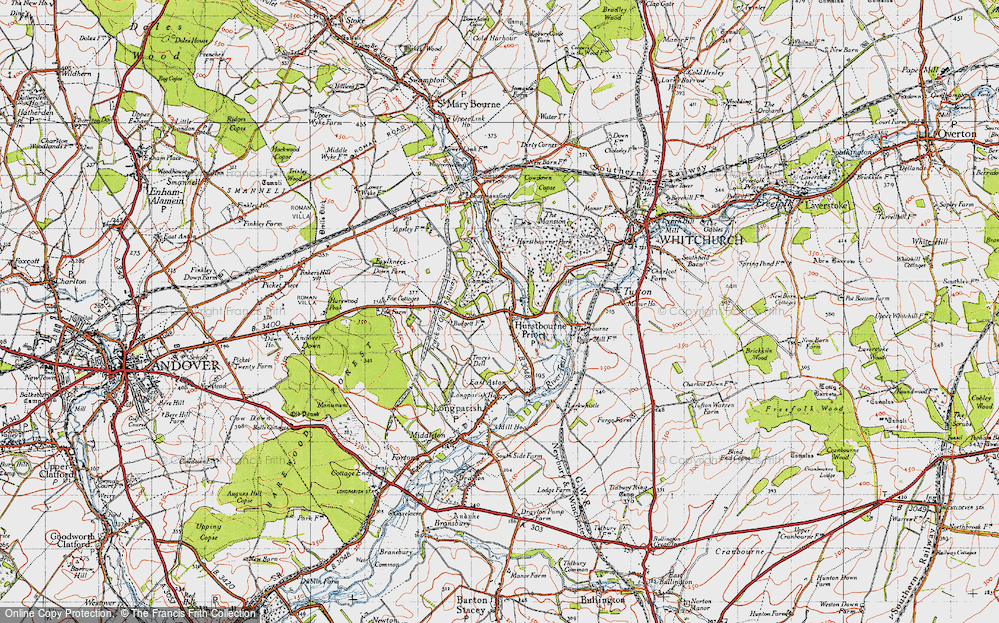 Old Map of Hurstbourne Priors, 1945 in 1945