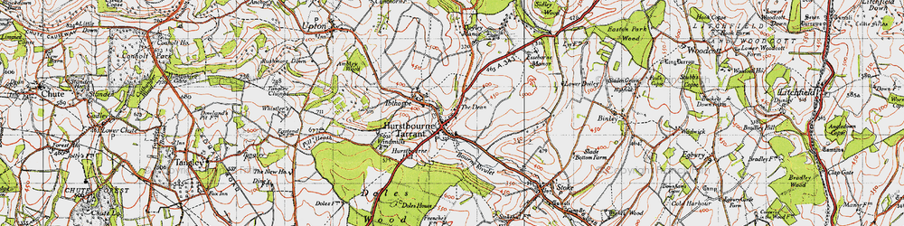 Old map of Bourne Rivulet in 1945