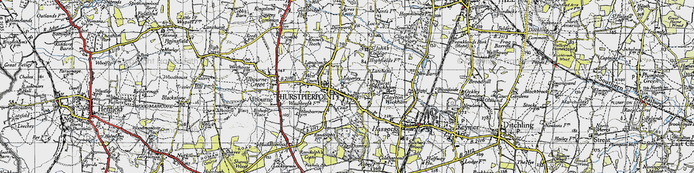 Old map of Hurstpierpoint in 1940