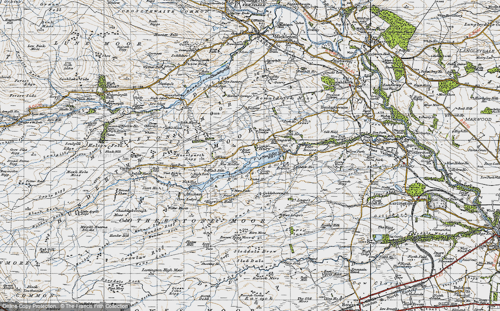 Old Map of Historic Map covering Briar Dykes in 1947