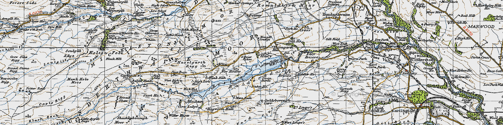 Old map of Baldersdale in 1947