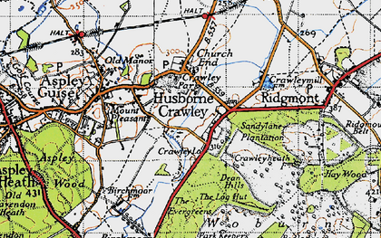 Old map of Husborne Crawley in 1946