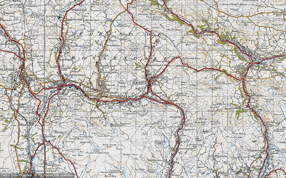 Old Map of Huttock Top, 1947 in 1947