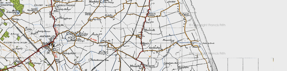 Old map of Huttoft in 1946