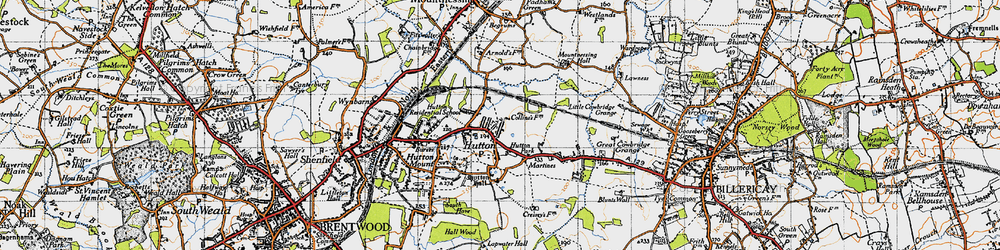 Old map of Hutton in 1946
