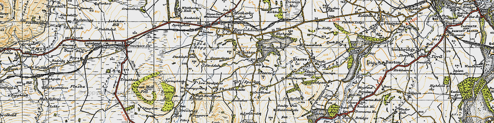 Old map of Hutton John in 1947