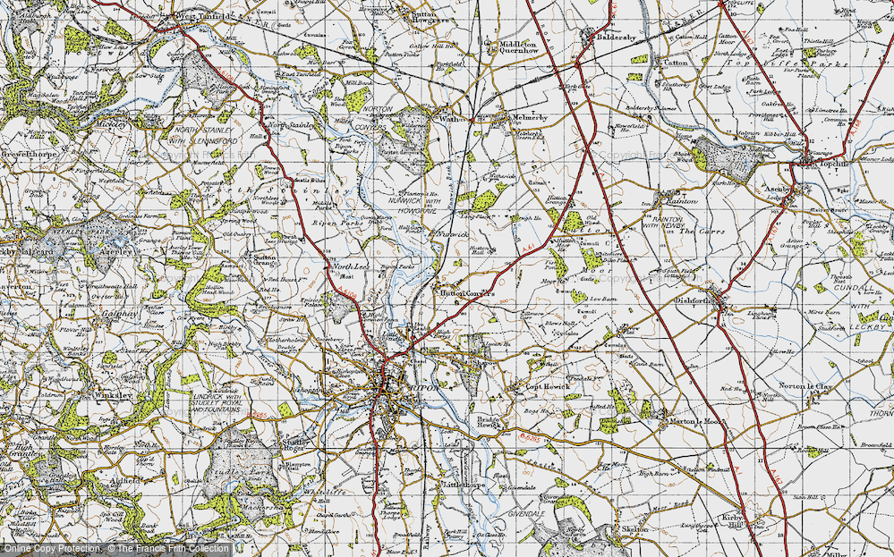 Old Map of Hutton Conyers, 1947 in 1947