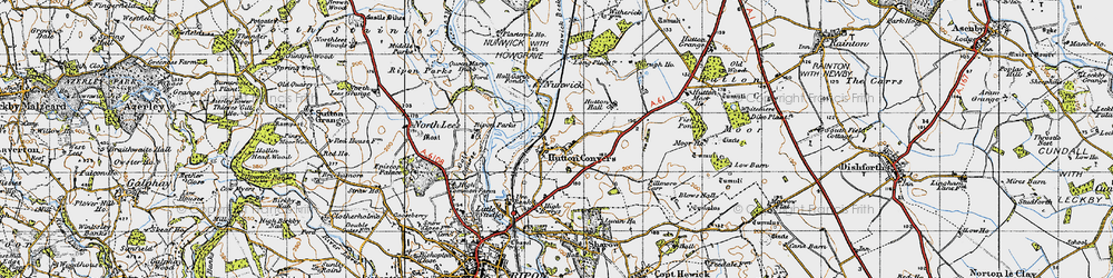 Old map of Hutton Conyers in 1947