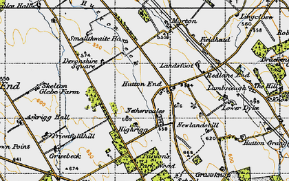 Old map of Hutton End in 1947