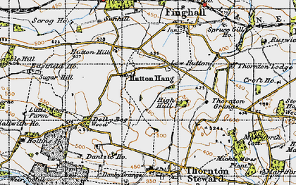 Old map of Hutton Hang in 1947