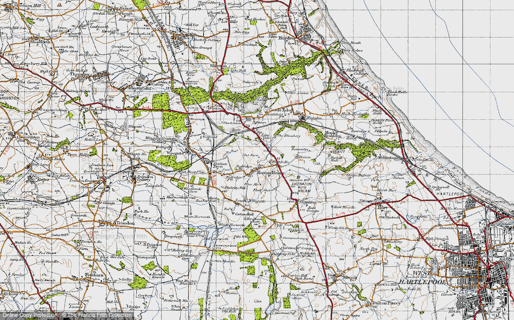 Old Map of Historic Map covering Leechmire in 1947