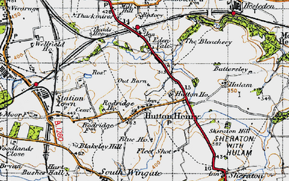 Old map of Hutton Henry in 1947