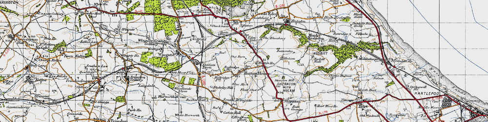 Old map of Hutton Henry in 1947