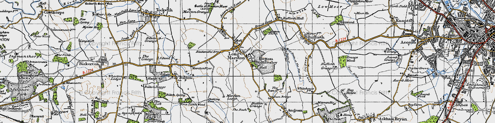 Old map of Hutton Wandesley in 1947