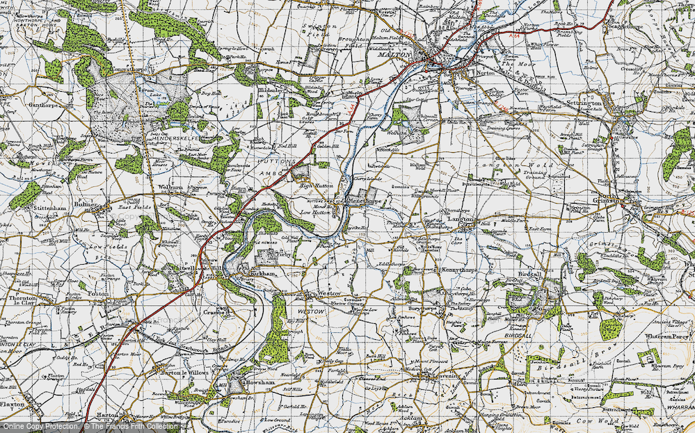 Old Map of Huttons Ambo, 1947 in 1947