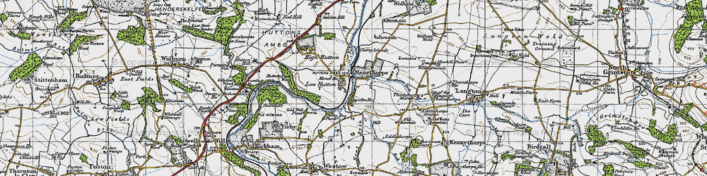Old map of Huttons Ambo in 1947