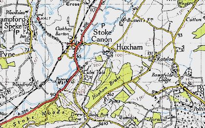 Old map of Huxham in 1946