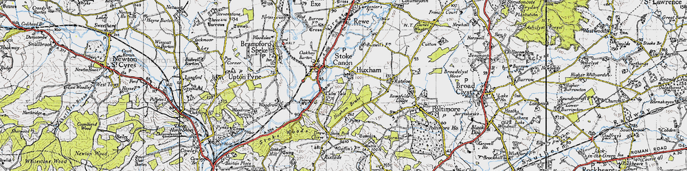 Old map of Huxham in 1946