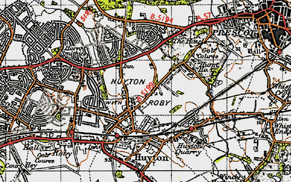 Old map of Huyton in 1947