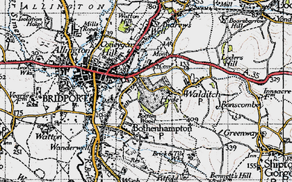 Old map of Hyde in 1945