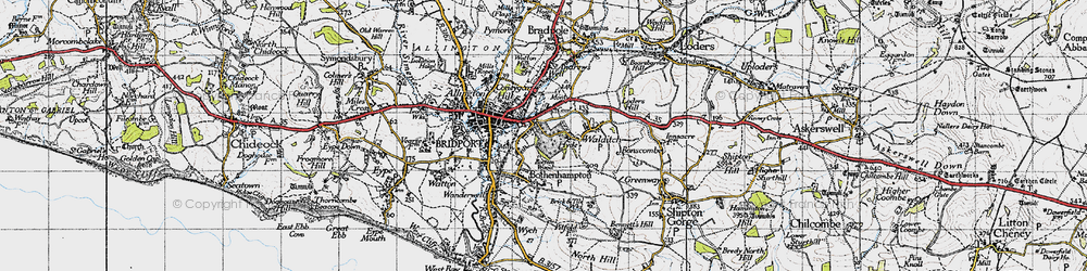 Old map of Hyde in 1945