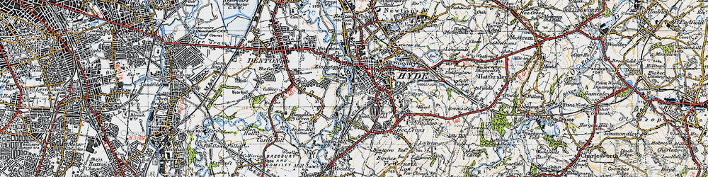 Old map of Hyde in 1947