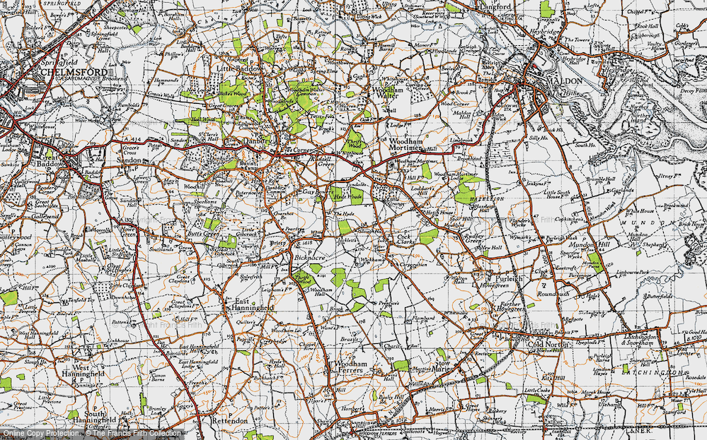 Old Map of Hyde Chase, 1945 in 1945